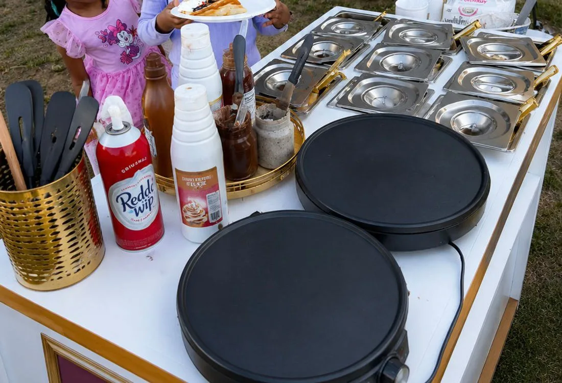 Yum&Heal team member serving crepes at an outdoor gathering