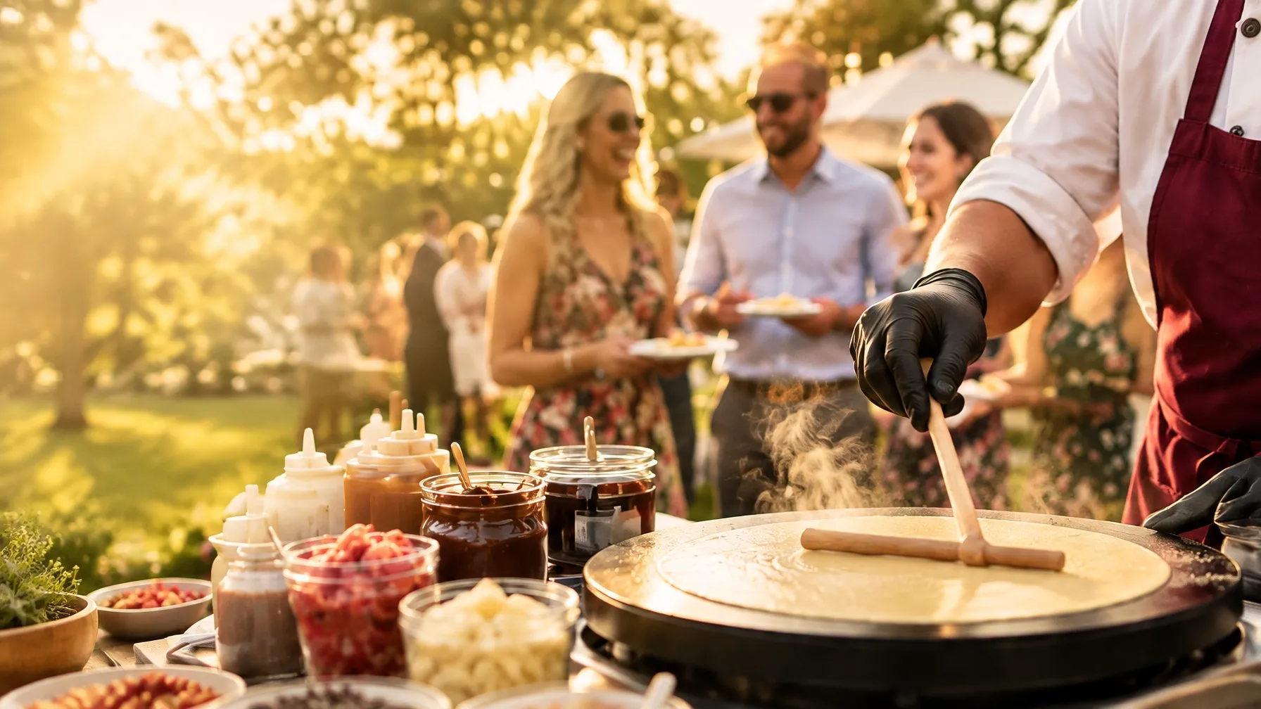 Yum&Heal team serving fresh desserts at an outdoor event